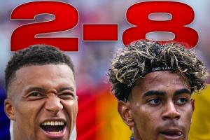 乌拉圭vs西班牙-1-悬殊2-8！姆巴佩vs亚马尔战绩：10战仅2胜，5次单场淘汰赛全败